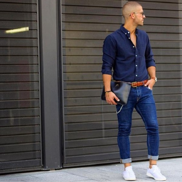 Navy Blue Shirt With Jeans Dresses Images 2022
